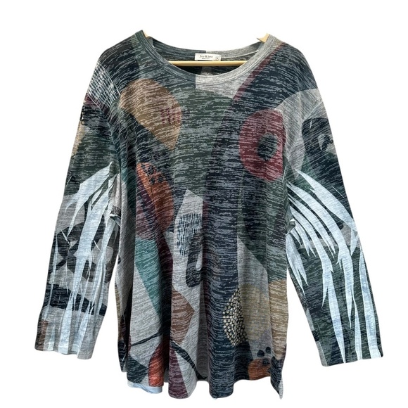 Jess & Jane Womens 3X Tunic Tee Milan Stretch Boho Artsy Art to Wear Unique - Picture 1 of 13